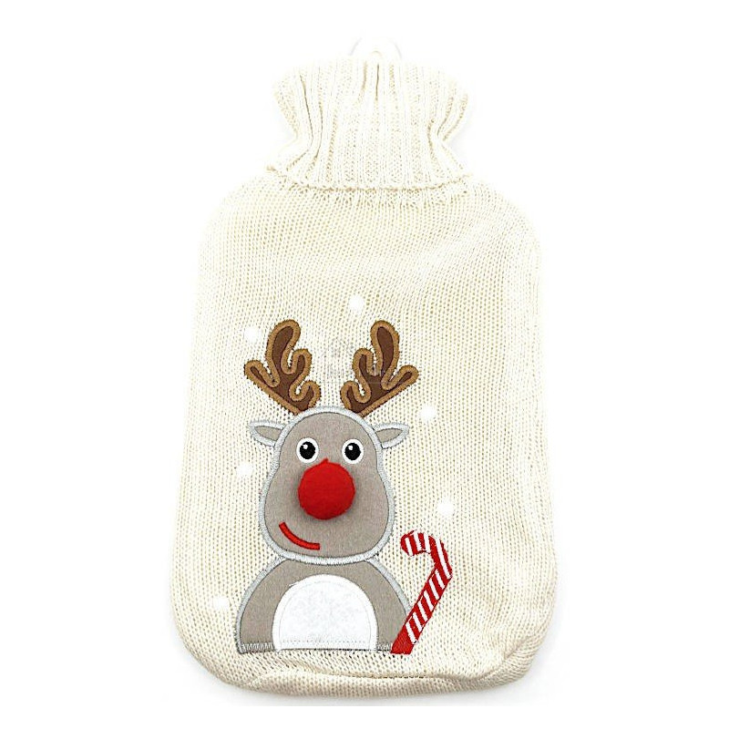 Ecru knitted waterbath with reindeer design