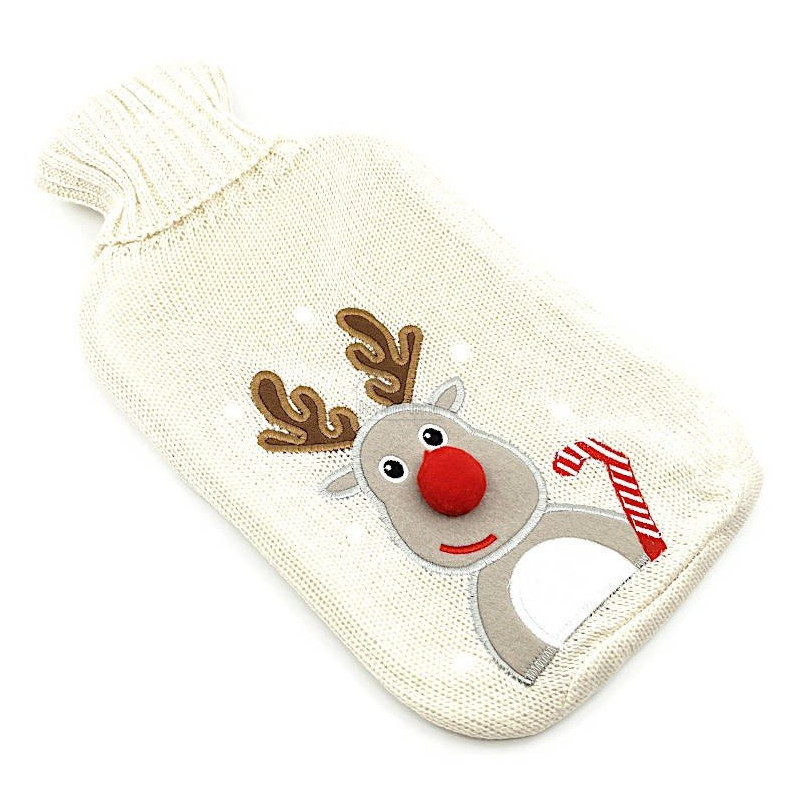 Ecru knitted waterbath with reindeer design