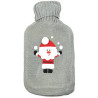 Bouillotte à eau tricot gris brodé décor Père Noël
