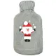 Bouillotte à eau tricot gris brodé décor Père Noël