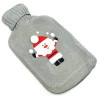 Bouillotte à eau tricot gris brodé décor Père Noël