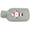 Bouillotte à eau tricot gris brodé décor Père Noël