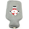 Bouillotte à eau tricot gris brodé décor Père Noël