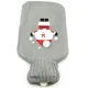 Bouillotte à eau tricot gris brodé décor Père Noël