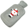 Bouillotte à eau tricot gris brodé décor Père Noël