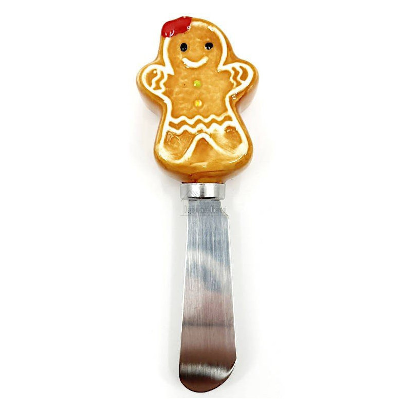 Stainless Steel Butter Knife with Gingerbread Design Ceramic Handle