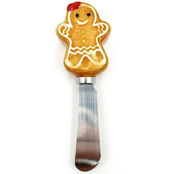 Buttermesser aus Stahl und Keramikgriff mit Lebkuchendekor