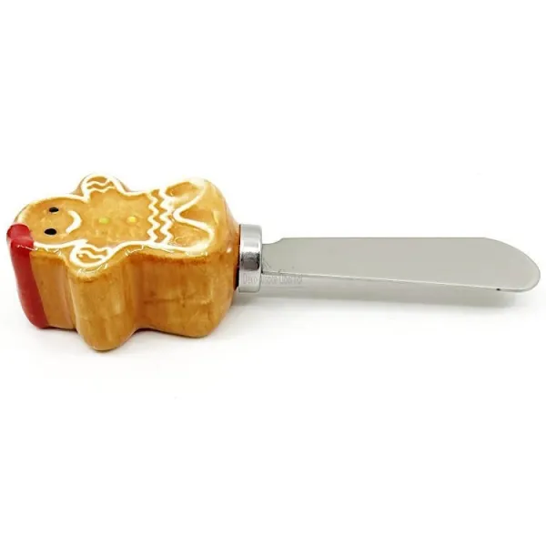 Buttermesser aus Stahl und Keramikgriff mit Lebkuchendekor