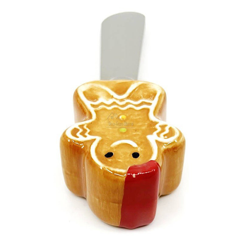 Stainless Steel Butter Knife with Gingerbread Design Ceramic Handle