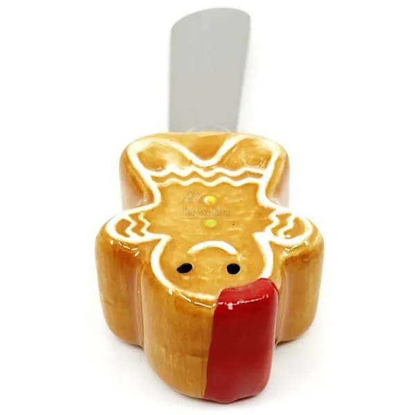 Buttermesser aus Stahl und Keramikgriff mit Lebkuchendekor