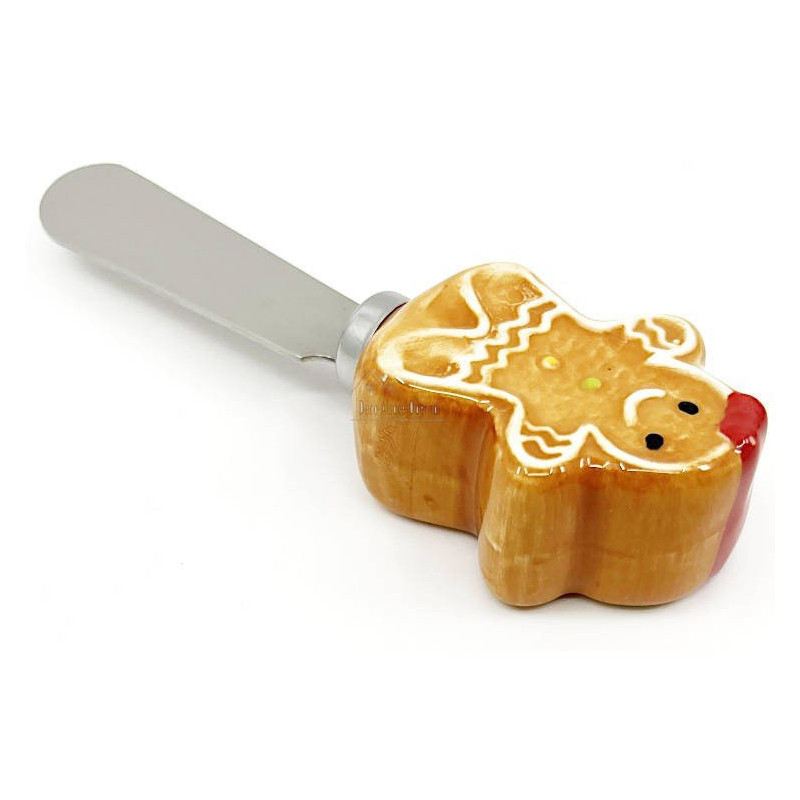 Stainless Steel Butter Knife with Gingerbread Design Ceramic Handle