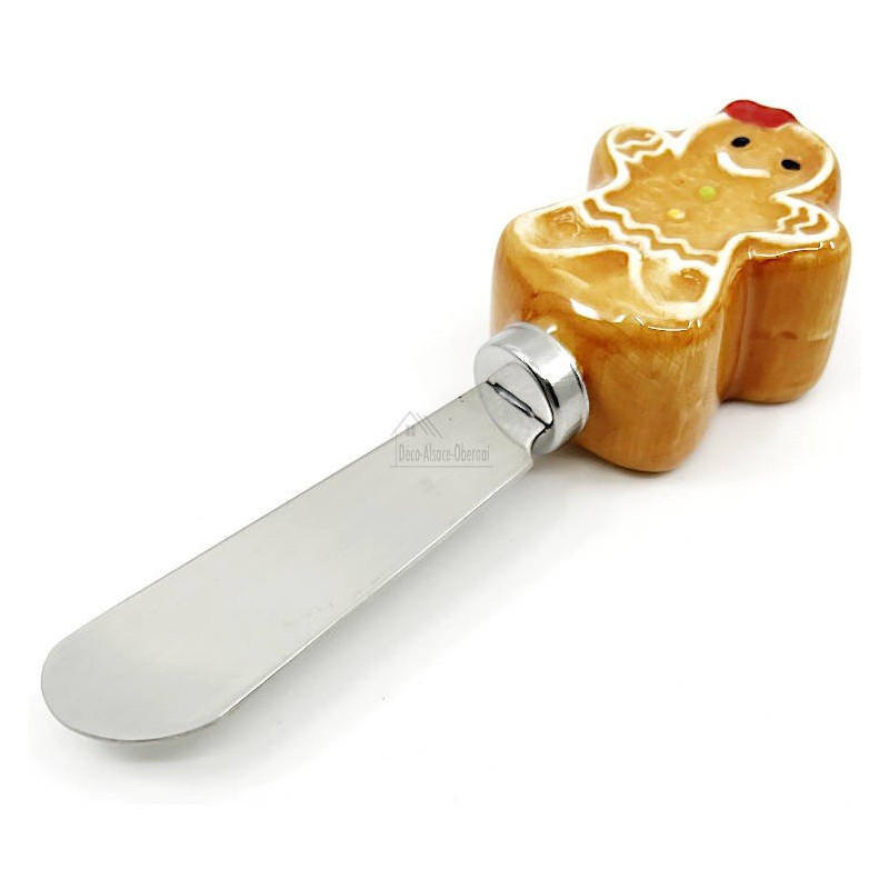 Stainless Steel Butter Knife with Gingerbread Design Ceramic Handle