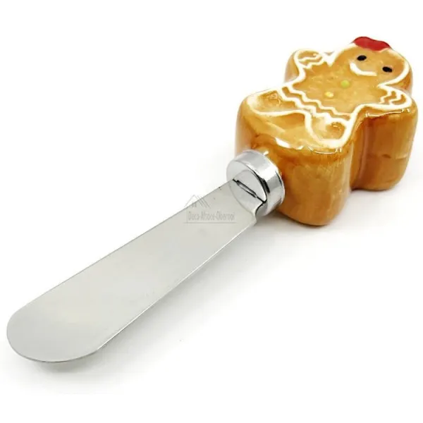 Buttermesser aus Stahl und Keramikgriff mit Lebkuchendekor