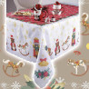 Nappe rectangulaire blanche centre rouge décor Noël 150 cm x 180 cm