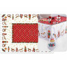 Nappe rectangulaire blanche centre rouge décor Noël 150 cm x 180 cm