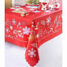 Nappe rectangulaire rouge motif Noël centre Père Noël 150 cm x 180 cm