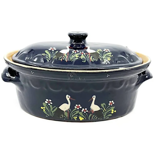 Soufflenheim Blaue Baeckeoffe Terrine Storch 30 cm