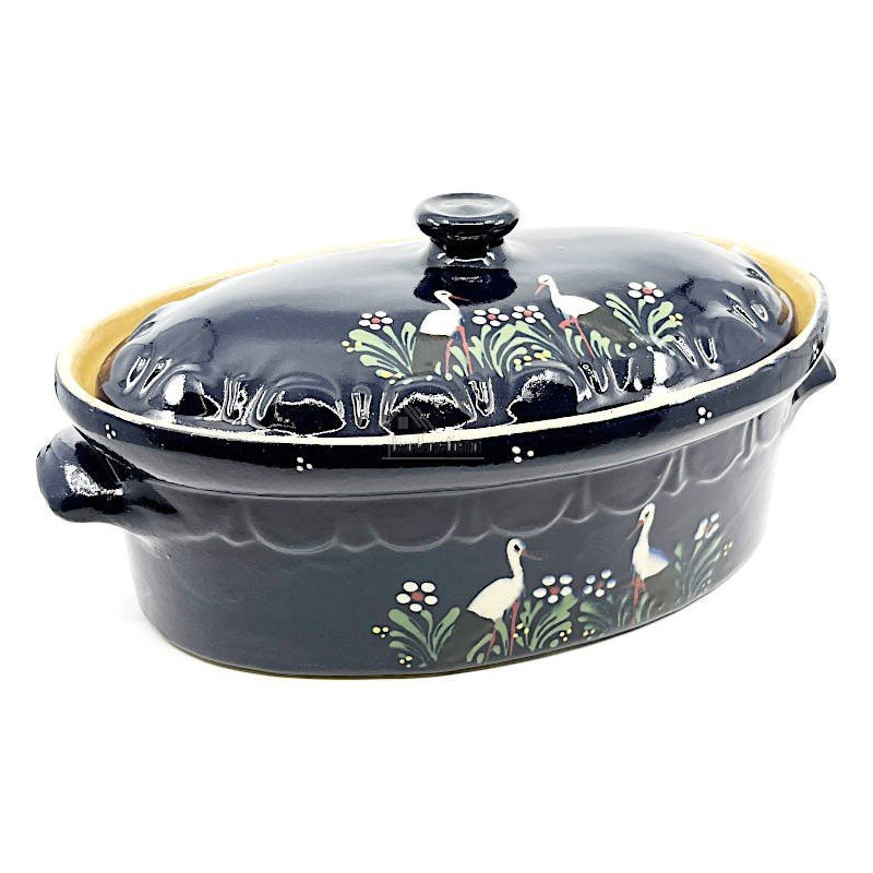 Soufflenheim Blaue Baeckeoffe Terrine Storch 37 cm