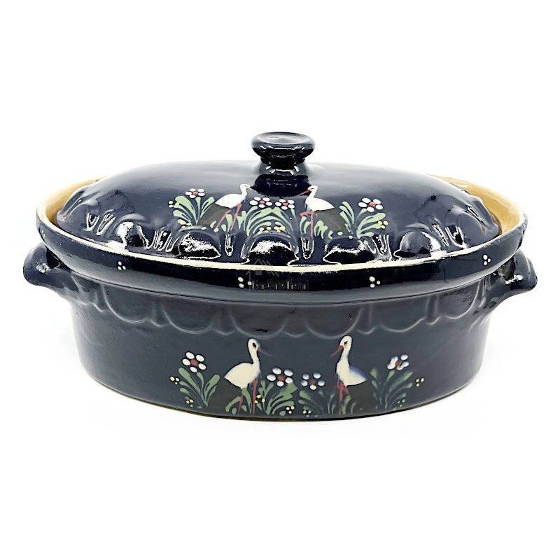 Soufflenheim Blaue Baeckeoffe Terrine Storch 37 cm
