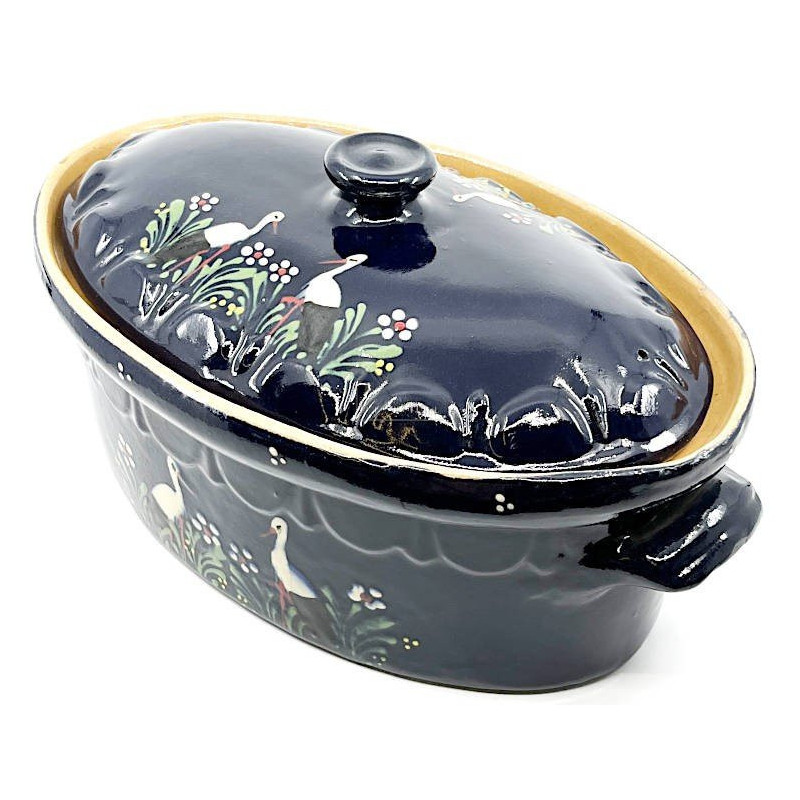 Soufflenheim Blaue Baeckeoffe Terrine Storch 37 cm