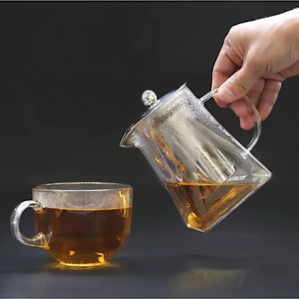 Teekanne aus Glas mit Infusionsfilter aus Edelstahl 750 ml