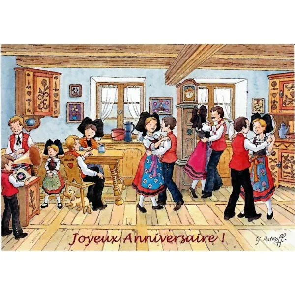 Postkarte Happy Birthday des Tanzes Georges Ratkoff