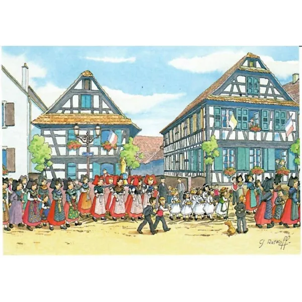 Postkarte Feiert Gott in Geispolsheim Georges Ratkoff