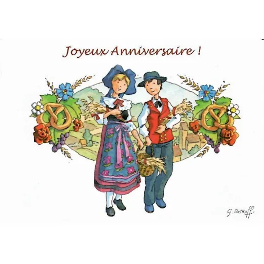 Carte Postale Joyeux Anniversaire Le temps des Moissons Georges Ratkoff
