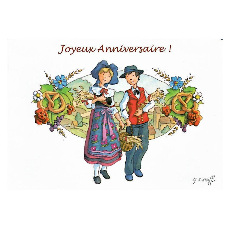 Carte Postale Joyeux Anniversaire Le temps des Moissons Georges Ratkoff