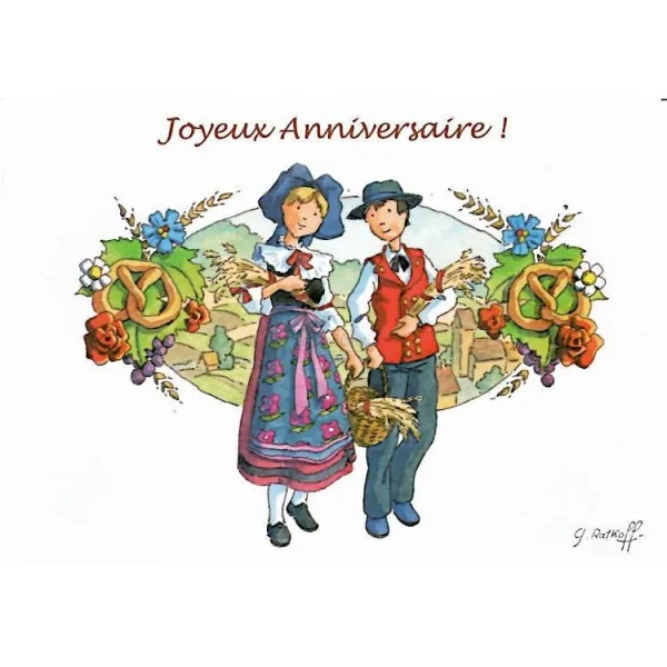 Postcard Happy Birthday Harvest Time by Georges Ratkoff