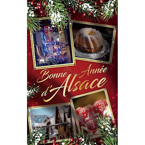 6 Cartes Meilleurs Voeux d'Alsace Mignonnettes avec Enveloppes