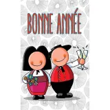 6 Cute Jeannala & Seppala New Year Cards with Envelopes