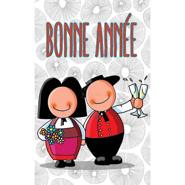 6 Cute Jeannala & Seppala New Year Cards with Envelopes