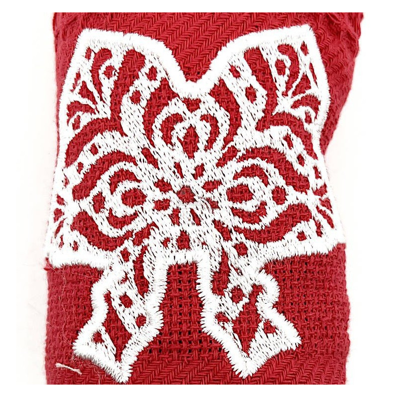 Torchon de Cuisine rouge Nid d'Abeille brodé Coiffe d'Alsace