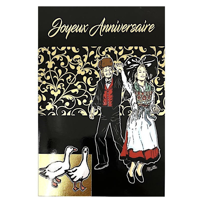 Golden Greeting Card Happy Birthday Alsatian Couple