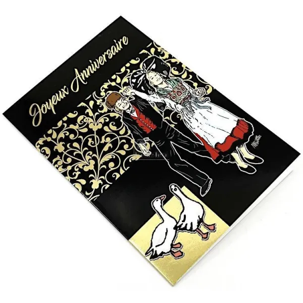 Carte de Voeux dorée Joyeux Anniversaire Couple d'Alsacien