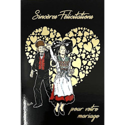 Golden Sincere Congratulatory Wedding Card Alsatian Couple