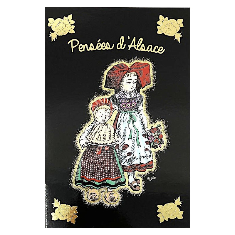 Carte de Voeux dorée Pensée d’Alsace Enfants Alsaciens