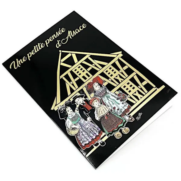 Carte de Voeux dorée une petite Pensée d’Alsace famille Alsacienne