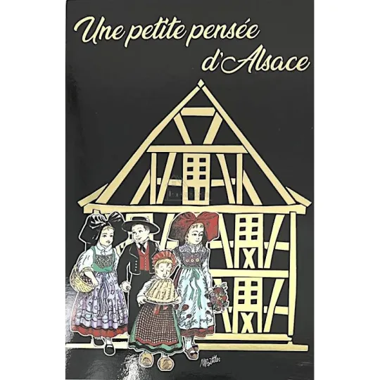 Carte de Voeux dorée une petite Pensée d’Alsace famille Alsacienne