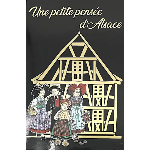 Carte de Voeux dorée une petite Pensée d’Alsace famille Alsacienne