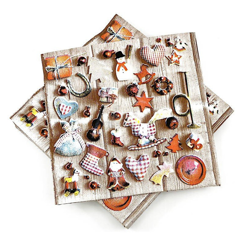 Lot de 20 Serviettes Ouate Motifs Noël 3 plis