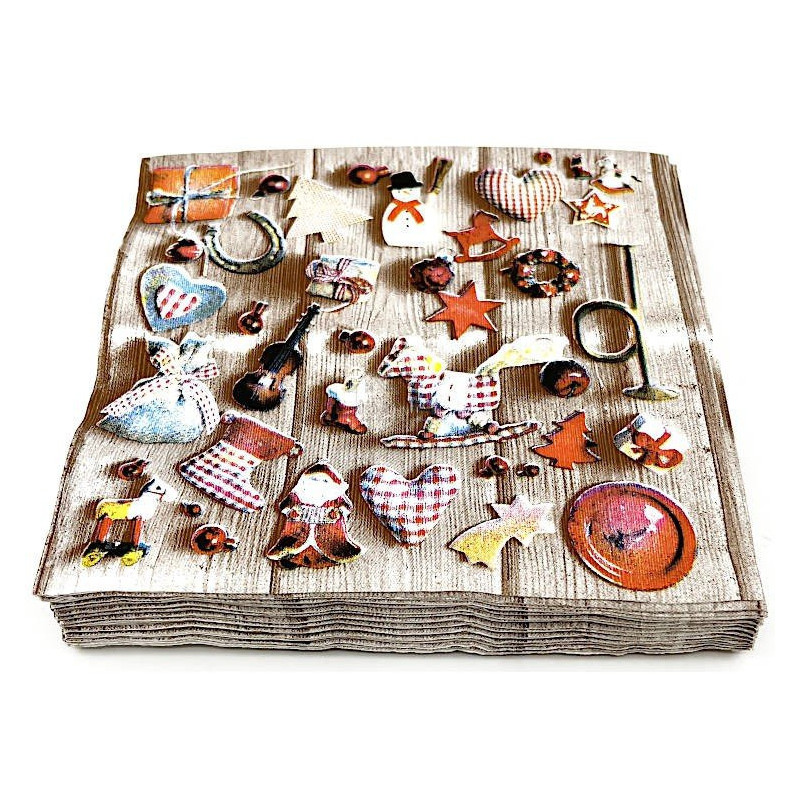 Lot de 20 Serviettes Ouate Motifs Noël 3 plis