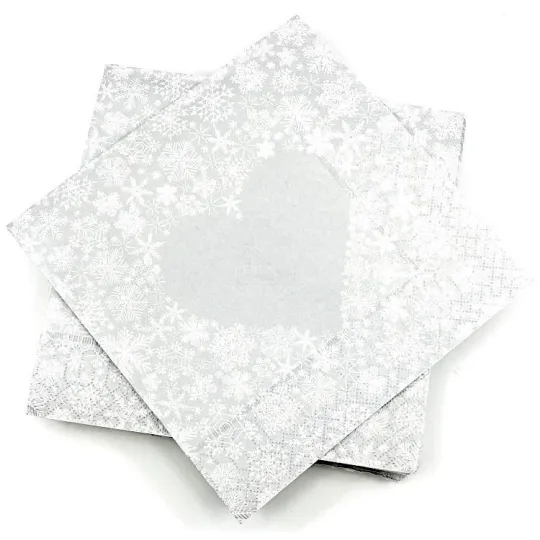 Lot de 20 Serviettes Ouate Coeur argenté 3 plis