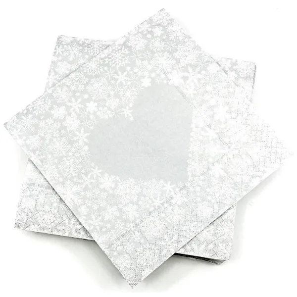 Pack of 20 Silver Heart Wadding Napkins 3 Ply