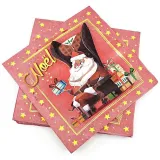 Pack of 20 Father Christmas and Gift Wadding Napkins 3 folds