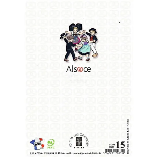 Carte de Voeux argentée Pensée d’Alsace ronde d'Enfants