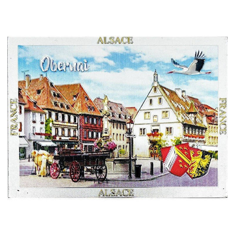 Magnet Décoratif Place du Marché Obernai argenté scintillant