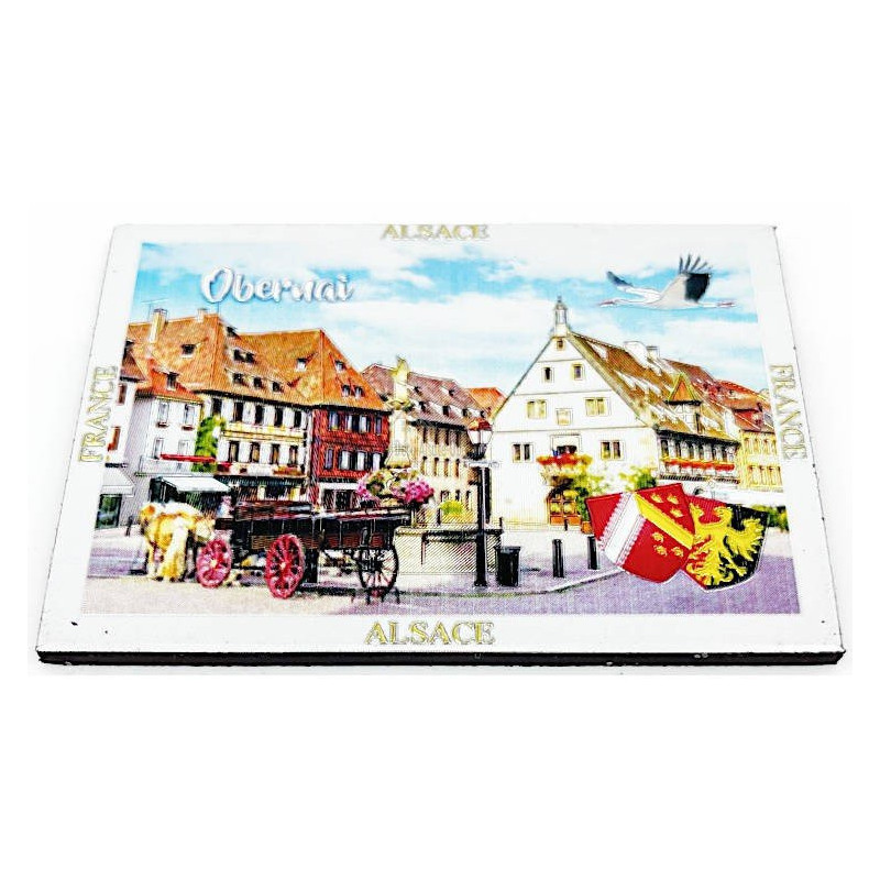 Decorative Magnet Market Square Obernai silver glittering