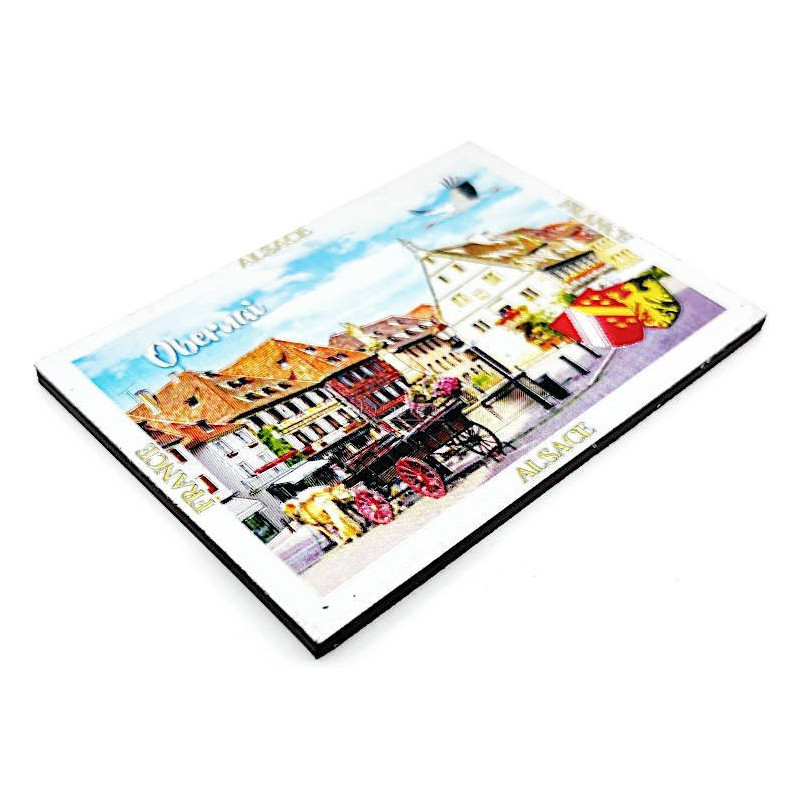 Decorative Magnet Market Square Obernai silver glittering